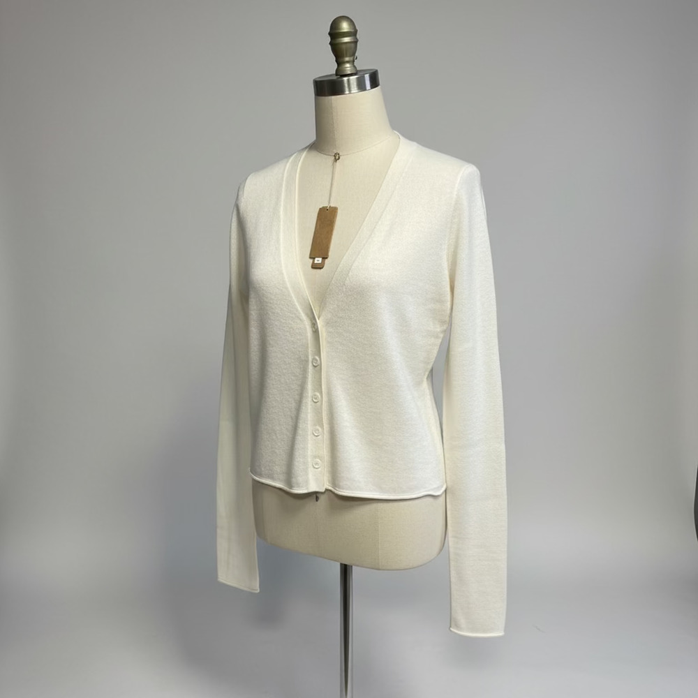 SKIMS Featherweight Cashmere Cardigan Pearl White Size S New